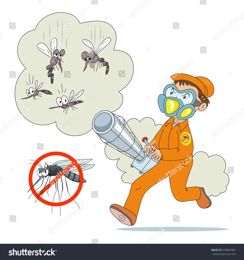 Stock Vector A Man Uses A Fogging Machine To Kill Mosquitoes Vector Illustration Cartoon 678865585