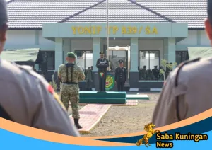 Upacara HUT ke-81 TNI di Kuningan Di Gelar Di Bataliyon Yonif TP 839/SA ” Bupati Dian : Sinergitas TNI Sangat Penting