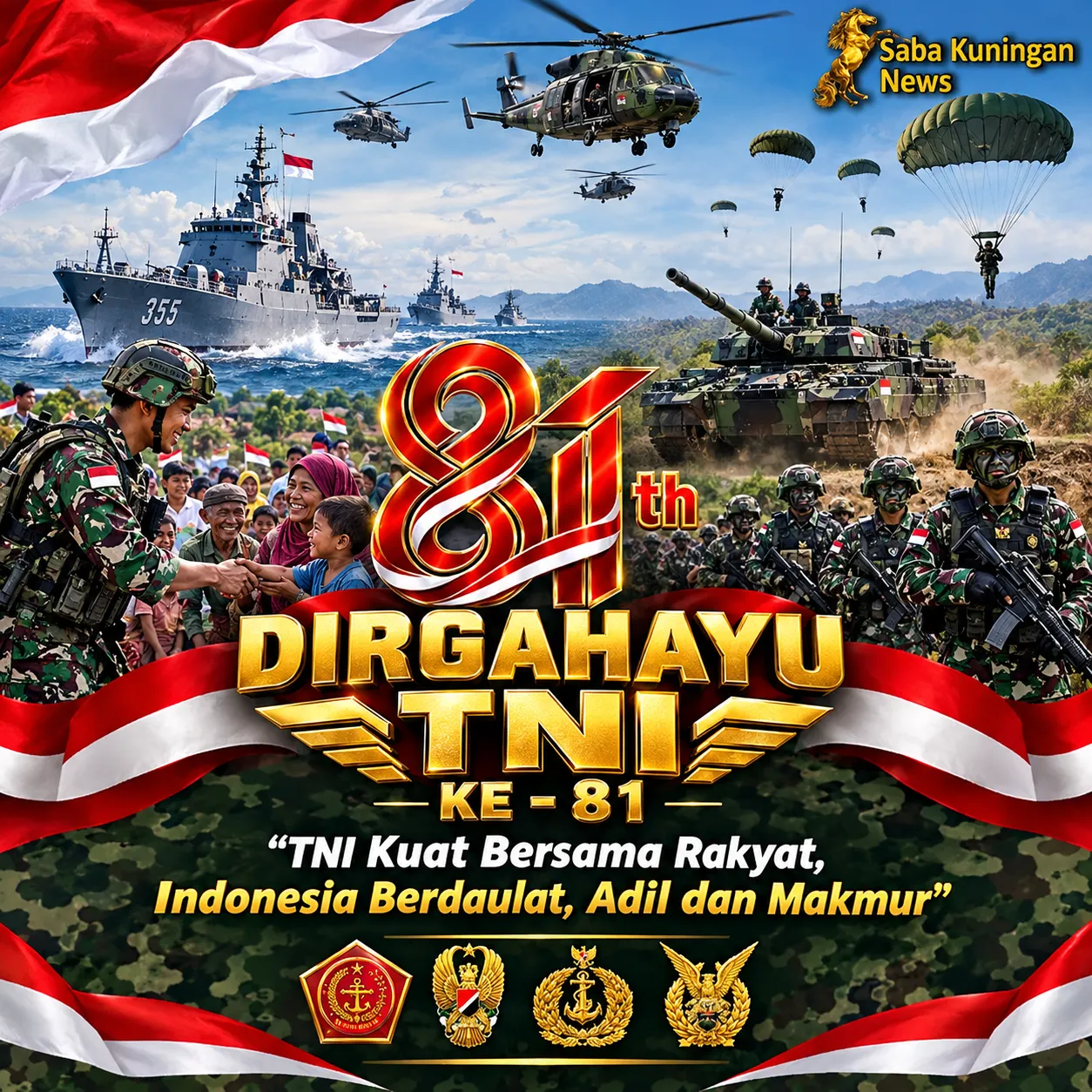 Dirgahayu TNI ke-81, Saba Kuningan News: TNI Kuat Bersama Rakyat, Indonesia Berdaulat, Adil dan Makmur